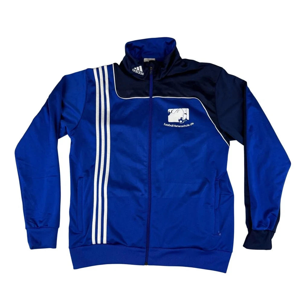 Adidas Track Jacket Mens‎ XL Blue Soccer Fussball Ferienschule Full Zip V38048